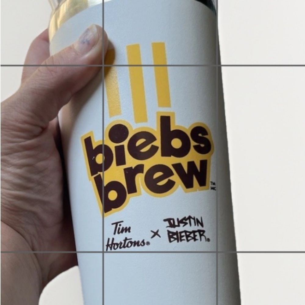 Biebs Brew White Tumbler tim hortons